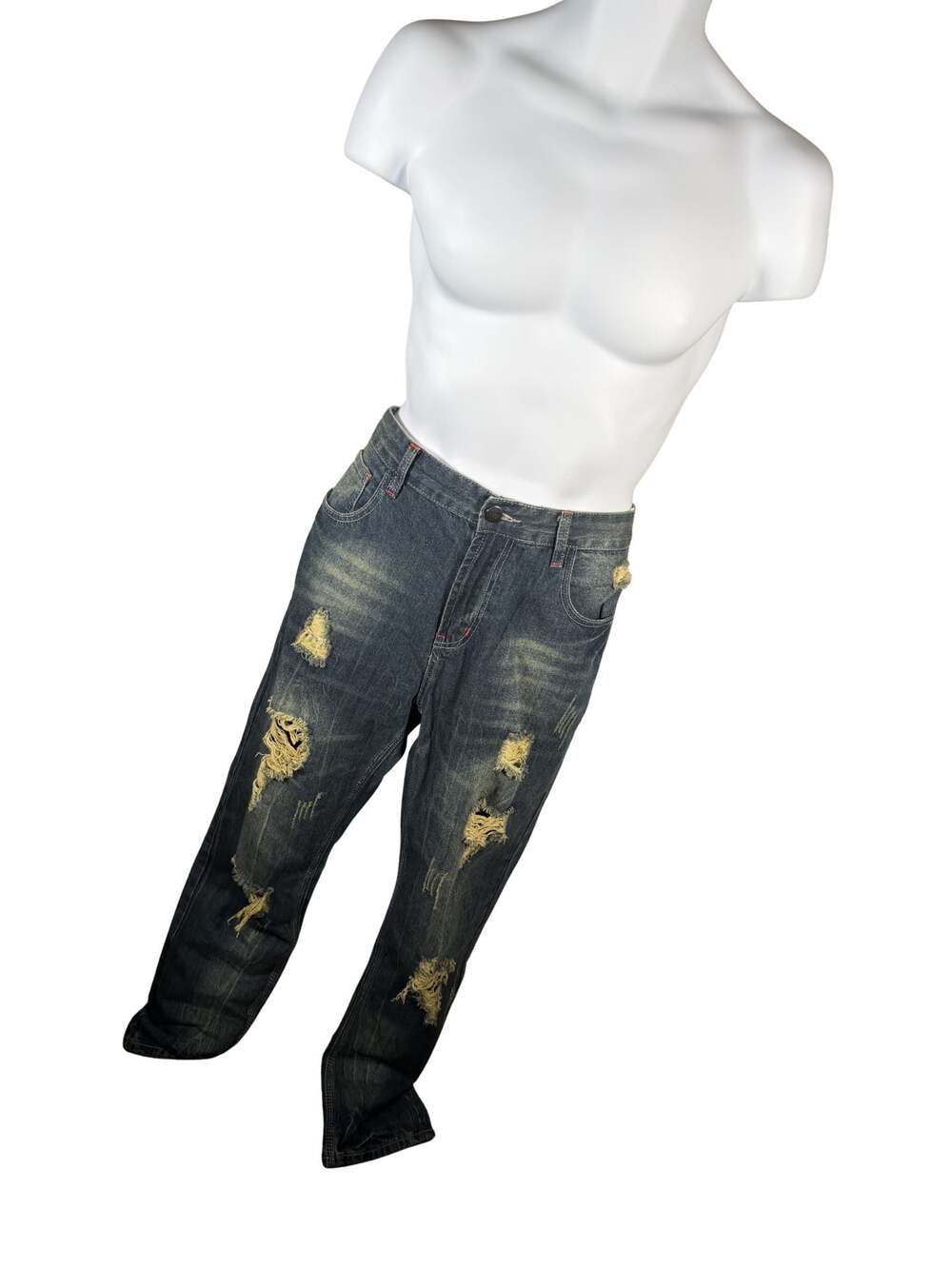 Distressed Straight Leg Jeans